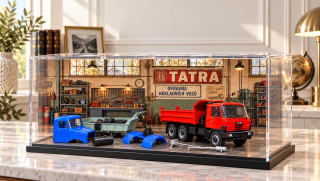 Tatra 815 – sběratelská vitrína s dílnou, limitovaná edice 1:43